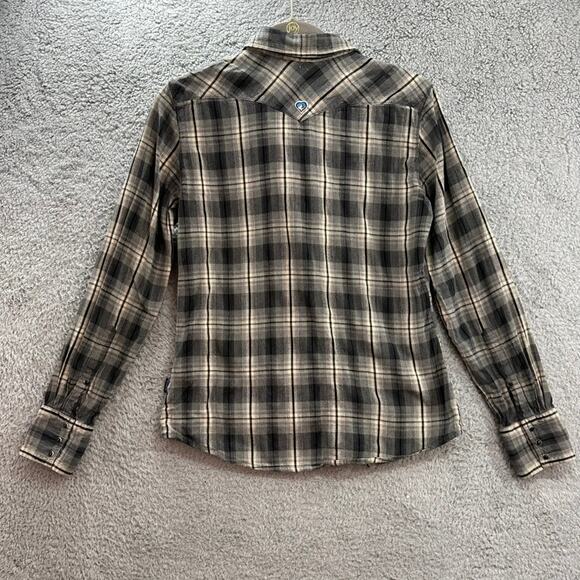 Kuhl Women's Medium Western Plaid Shirt Pearl Snaps Long Sleeves Soft Comfort - Picture 10 of 13